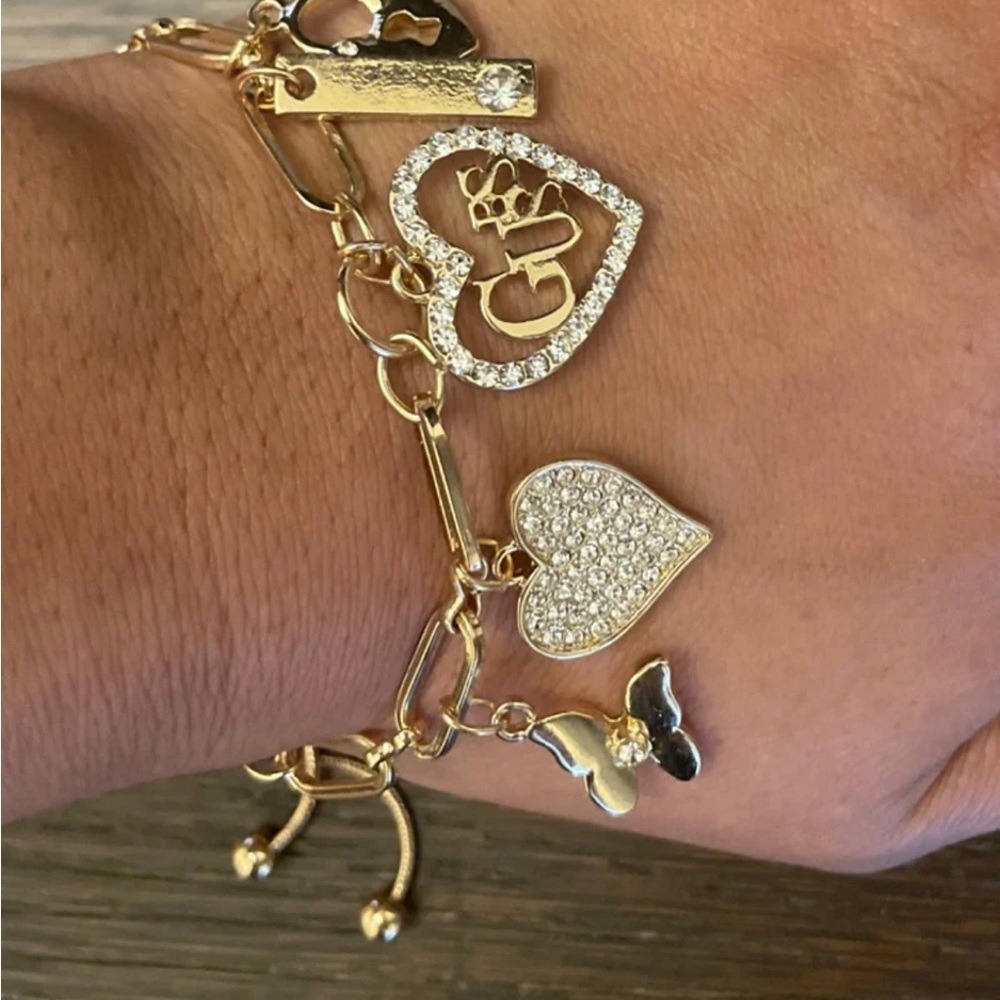 Gold Heart Charm Bracelet